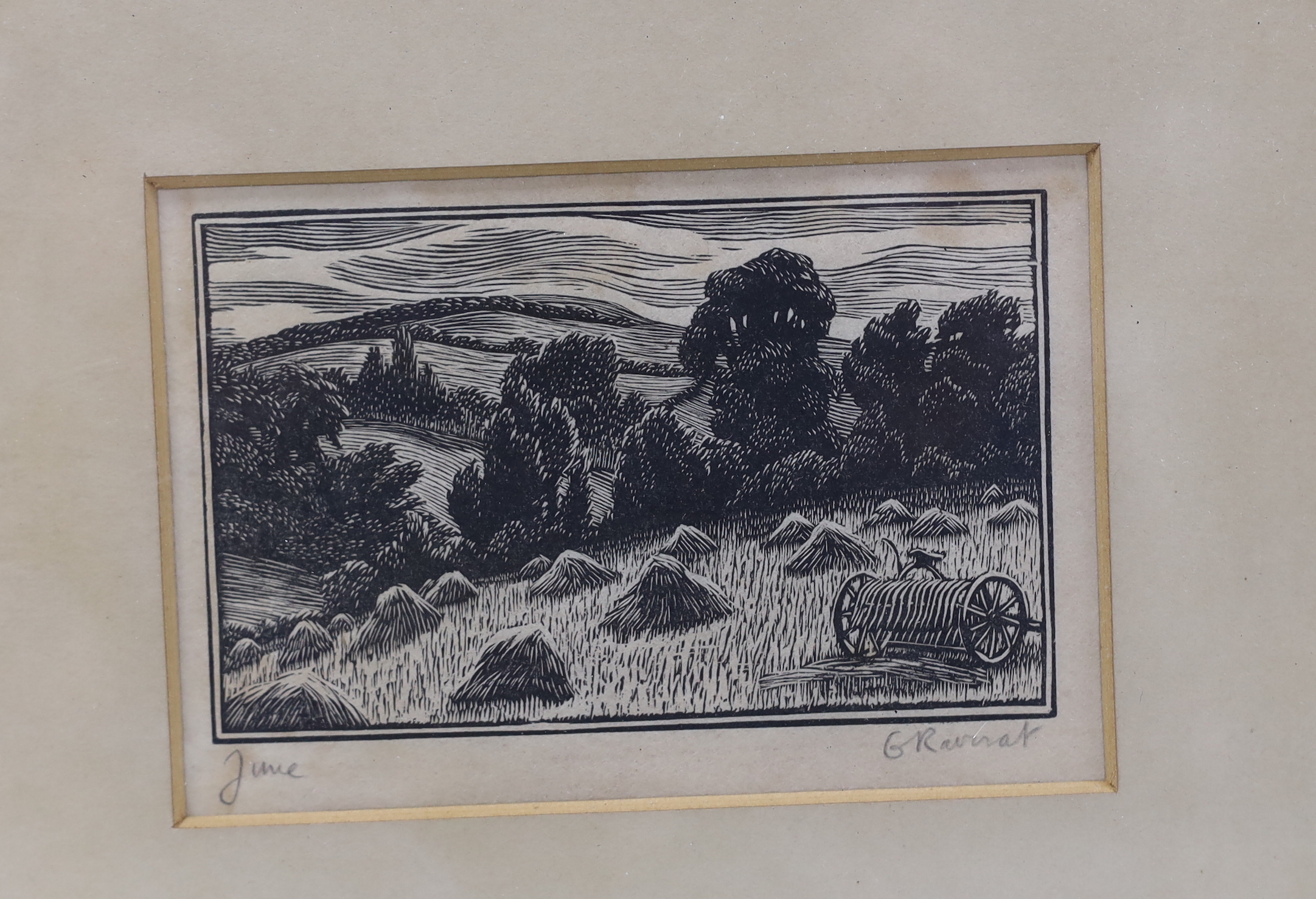 Gwen Raverat (1885-1957), three etchings or woodcuts (probably from Thomas Agnews), comprising 'December', 'June' and 'The Balcony', one signed and inscribed in pencil, largest 11 x 7cm